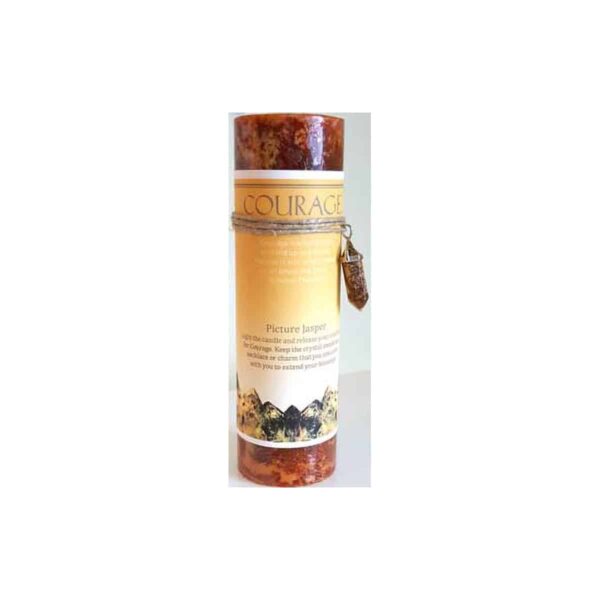 Courage Pillar Candle with Picture Jasper Pendant