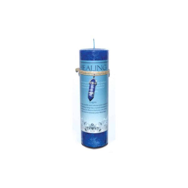 Healing Pillar Candle with Lapis Pendant