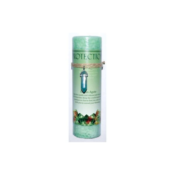 Protection Pillar Candle with Indian Agate Pendant