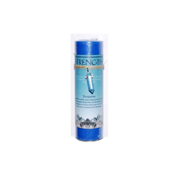 Strength Pillar Candle with Turquoise Pendant