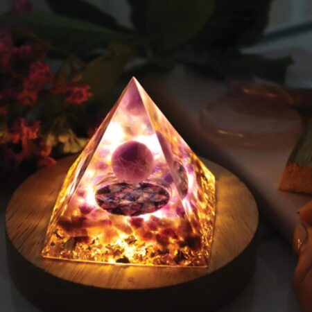 orgonite pyramid with light up base