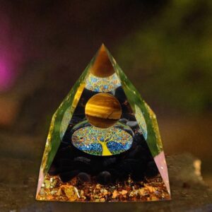 Natural Tiger Eye Orgonite Pyramid