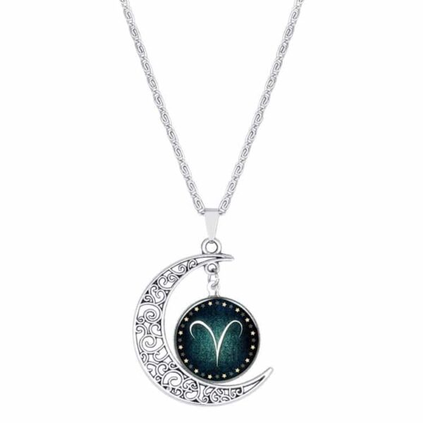 Aries Zodiac Collection Crescent Moon Necklace - Image 2