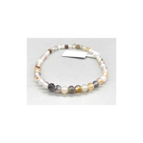 4mm White & Black Agate Bracelet