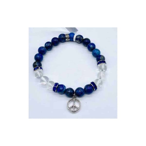 8mm Lapis Lazuli, Quartz, Peace bracelet