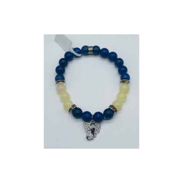 8mm Lapis Lazuli, Honey Jade, Ganesha bracelet