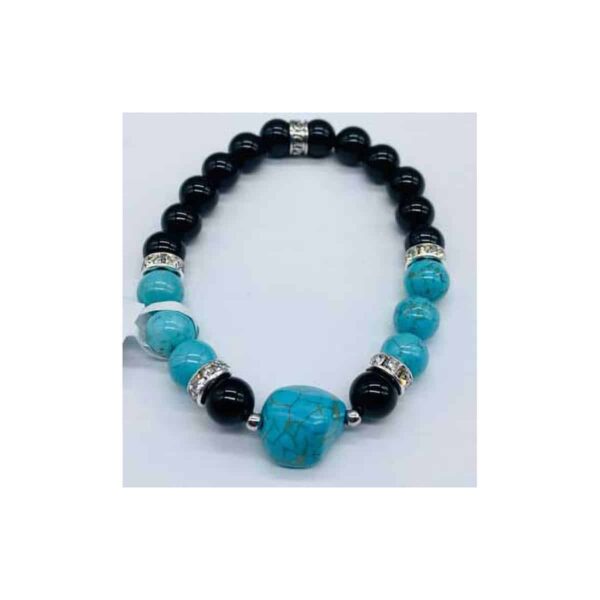 8mm Black Onyx, Turquoise, Turquoise Nugget bracelet