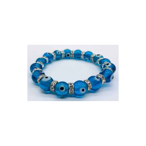8mm Evil Eye in Aqua bracelet