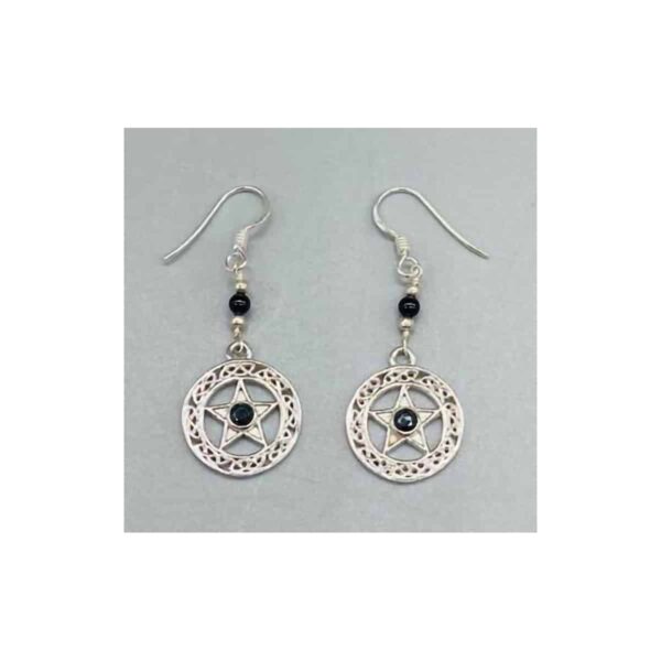16mm Black Obsidian Pentagram earrings