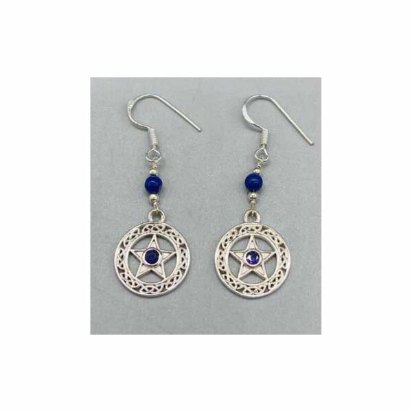 16mm Lapis Pentagram earrings