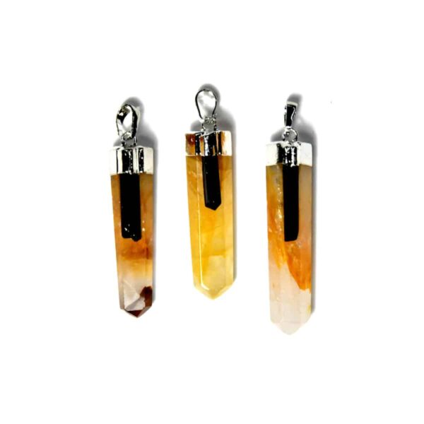 Golden Quartz with Tourmaline pendant