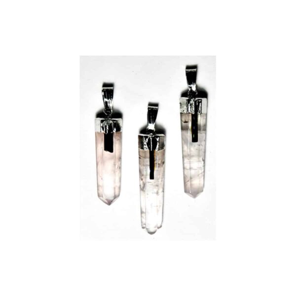 Rose Qtz w tourmaline pendant