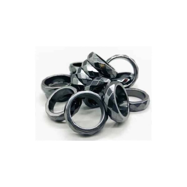 (set of 50) Faceted Hematite magnetic rings