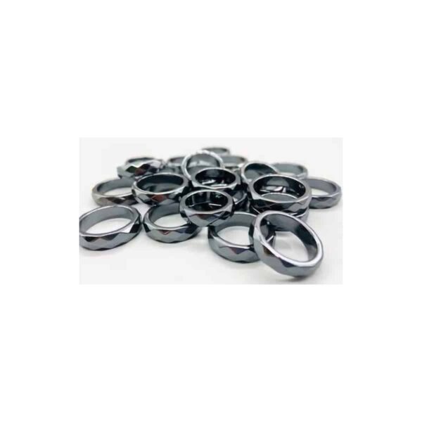 (set of 50) Faceted Hematite rings