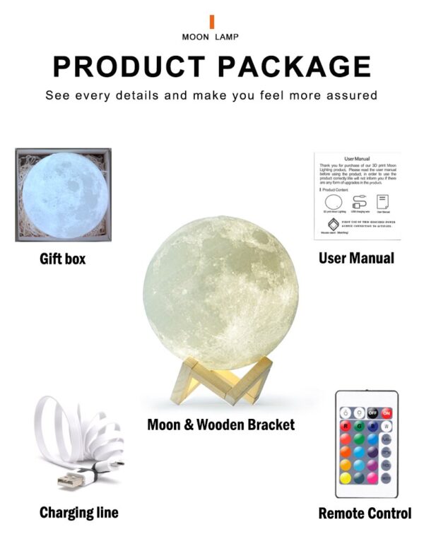 Moon Lamp LED Night Light – 16 Colors - Image 8