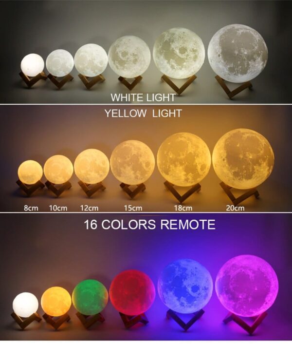 Moon Lamp LED Night Light – 16 Colors - Image 3