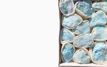 box of Blue Aragonite from Unknown Truth Tarot Crystal Shop