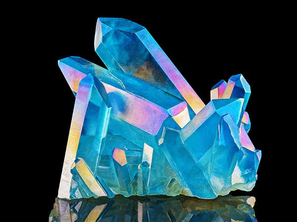 blue aura quartz crystal cluster