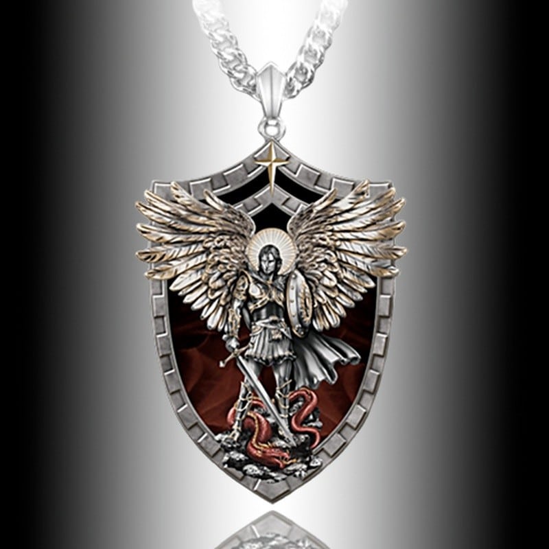 Archangel Michael Shield Pendant Necklace