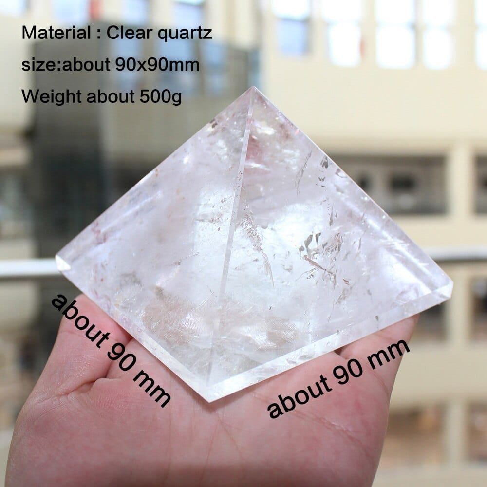 large clear quartz pyramid made from pure, genuine, clear quartz
