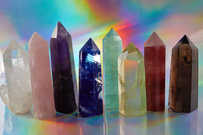 Crystal points in a variety of colors