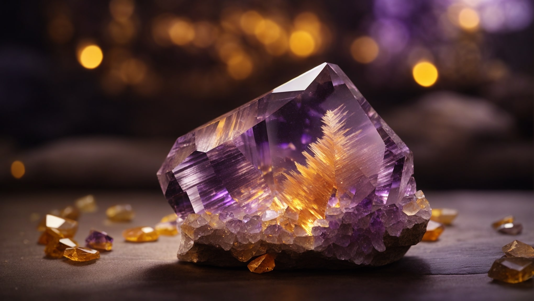Purple and yellow blend of Ametrine properties