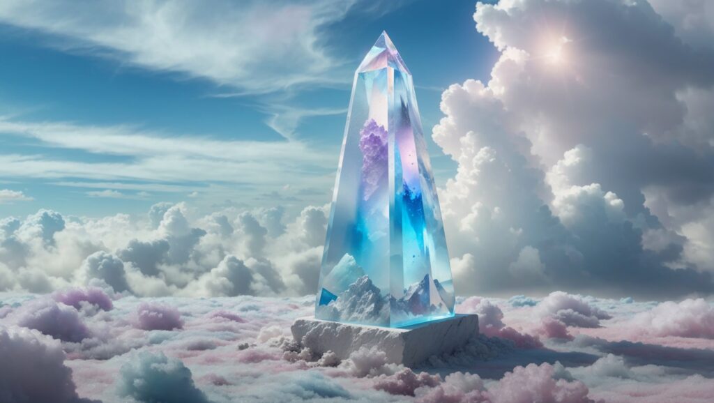 Massive pillar highlighting the aura quartz metaphysical properties.