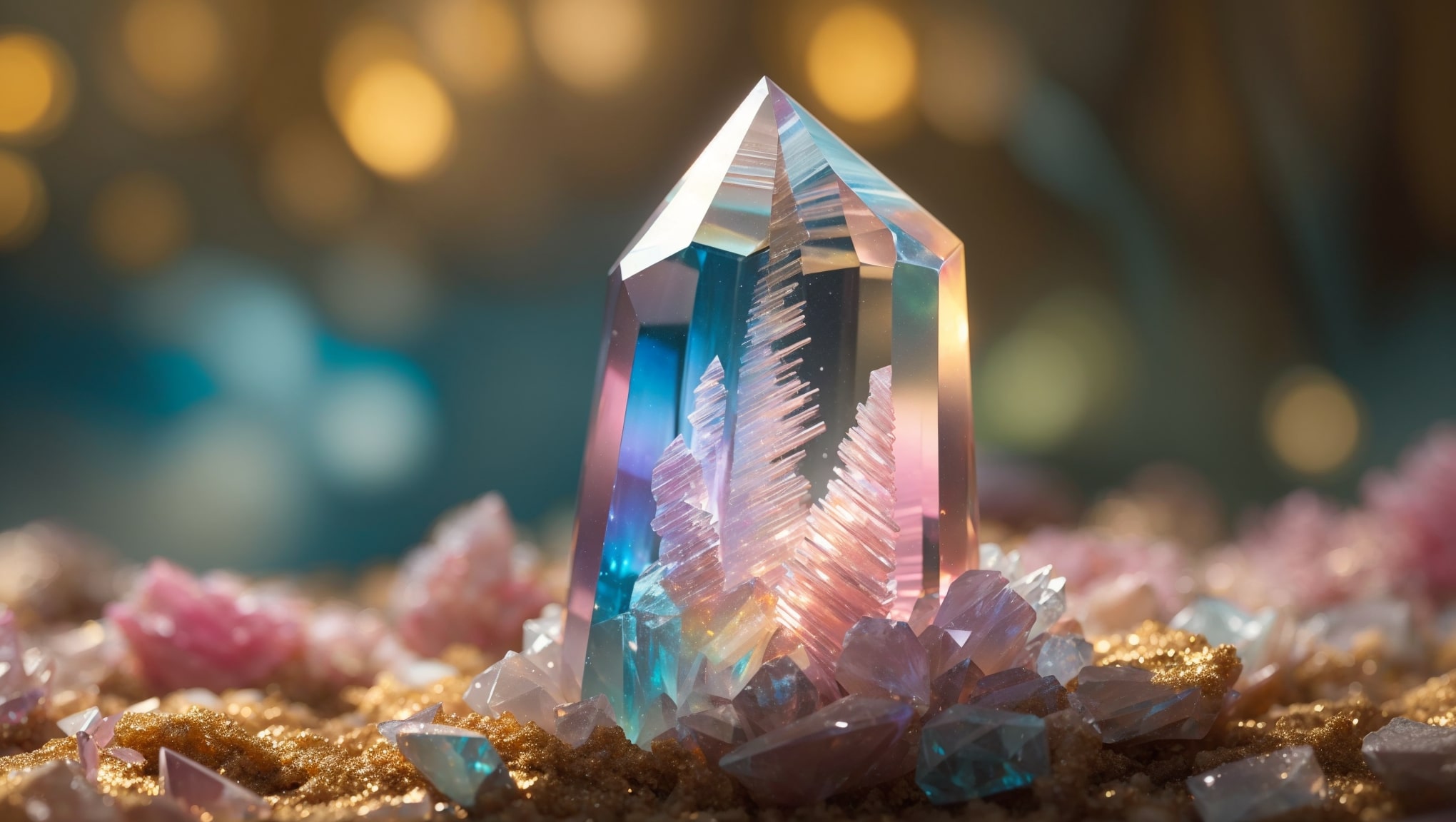 Detailed image capturing the mesmerizing aura quartz properties