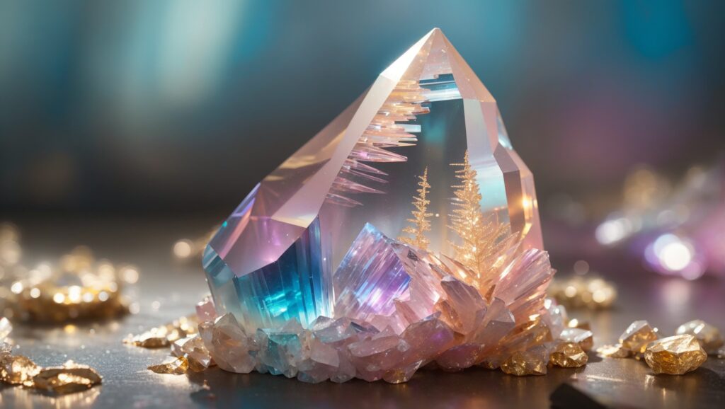Beautiful aura quartz specimen.