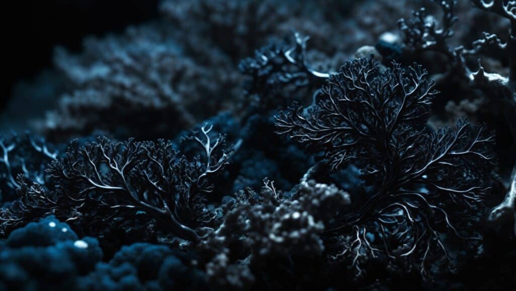 Closeup view of black coral.