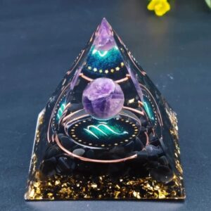 Scorpio Orgonite Pyramid - An orgone pyramid with the Scorpio zodiac symbol