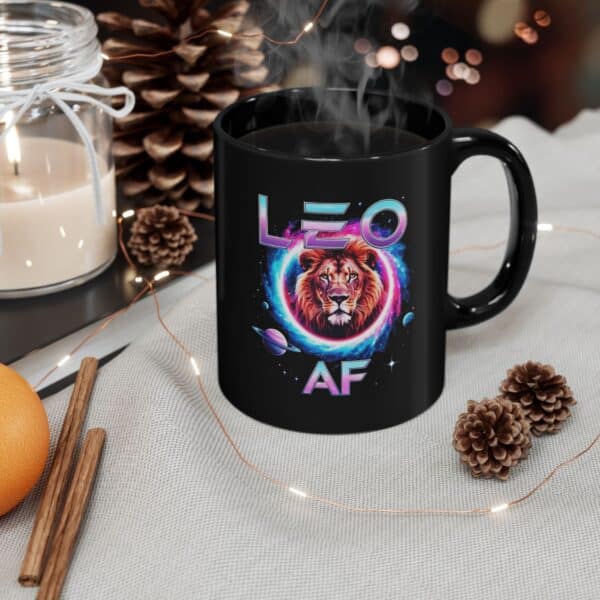 Leo AF Galaxy Mug - Zodiac Collection - Black Leo Zodiac Astrology Mug (11oz, 15oz) - Image 3