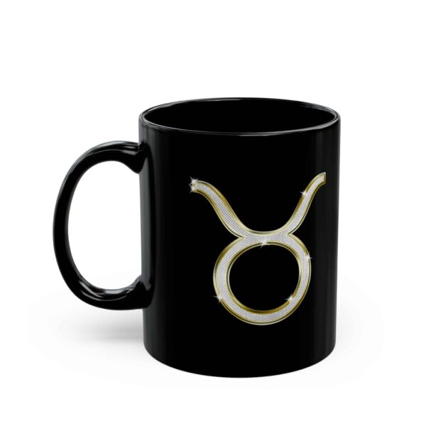 Taurus Symbol / Taurus Glyph - Black Zodiac Astrology Mug (11oz, 15oz) - Image 3