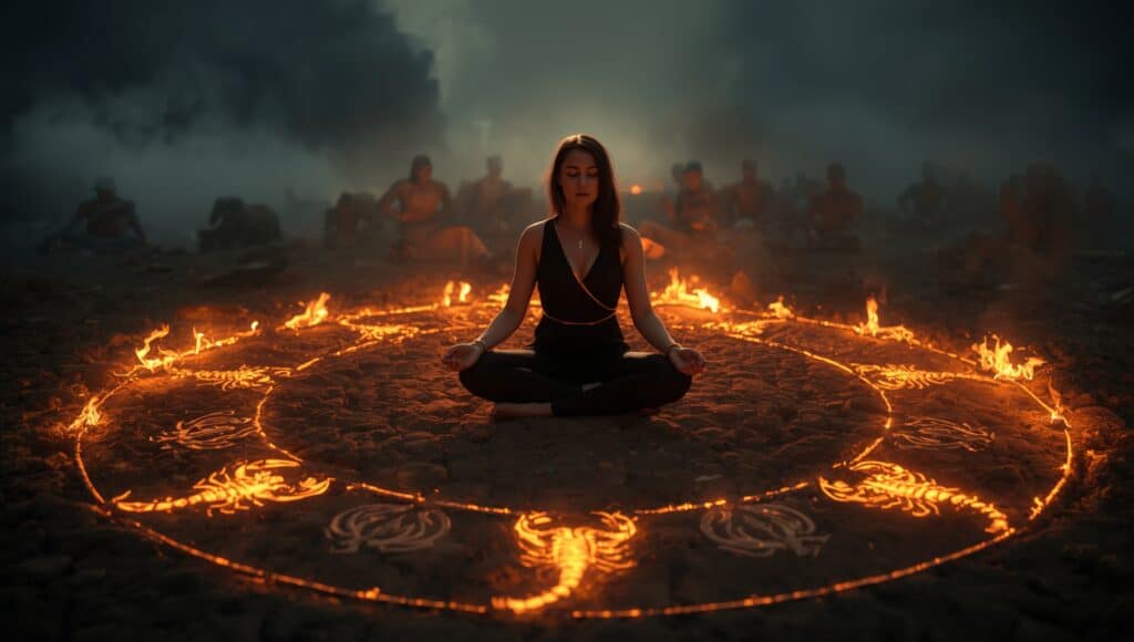 A woman doing a Scorpio Power Ritual
