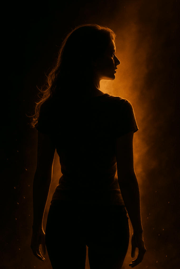 A woman glowing in her own power.