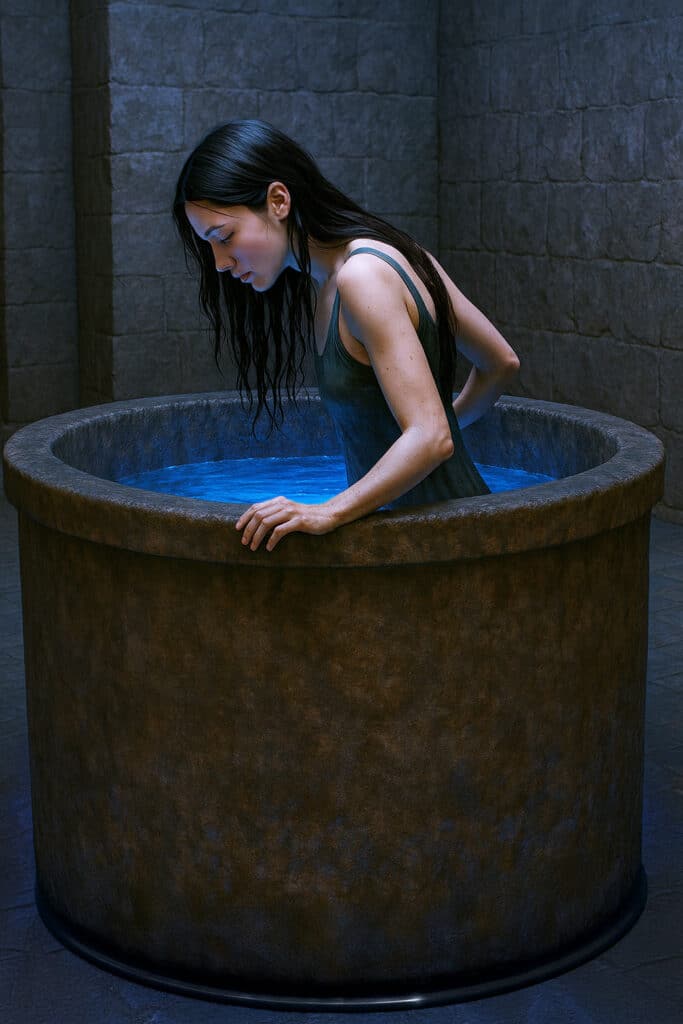 A Scorpio woman descending below the surface in search of her own power.