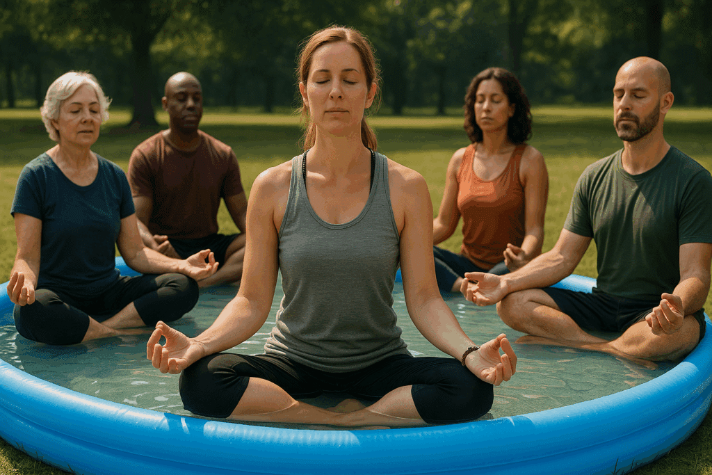 People in a kiddie pool engaged in watered down spirituality.