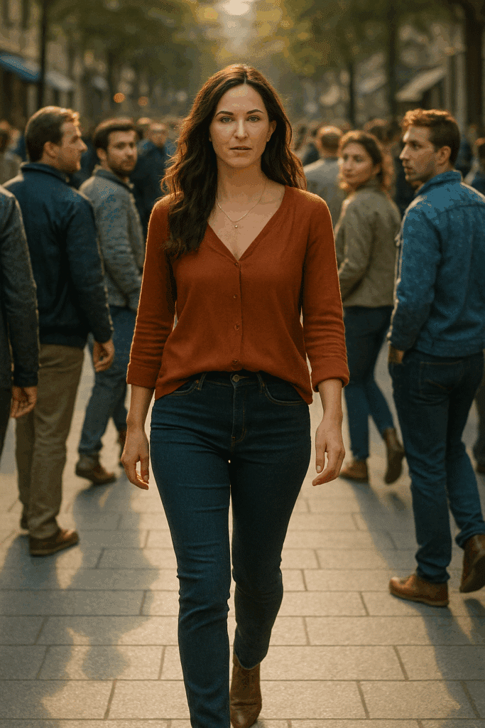 A woman's presence getting people's attention.