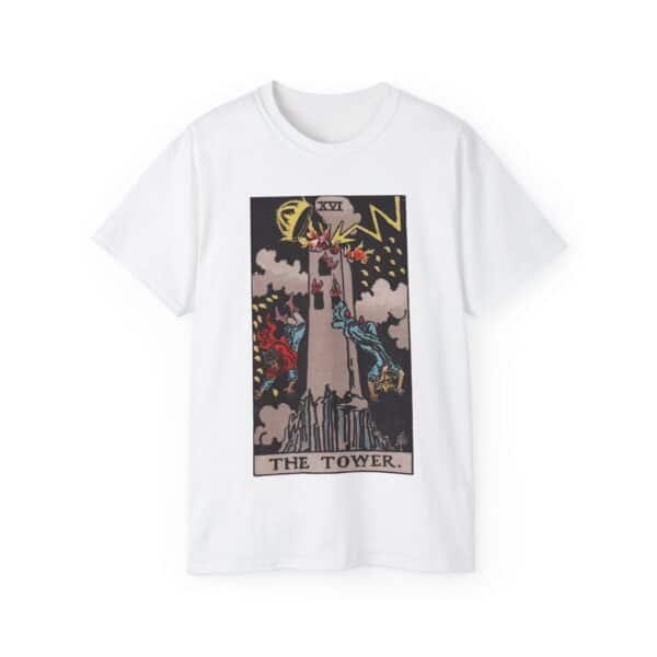 The Tower - Major Arcana Collection - Unisex Ultra Cotton Tee by Unknown Truth Tarot - Image 5