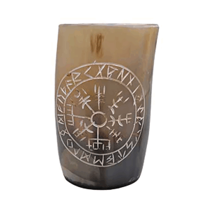 4" Rune buffalo horn mug