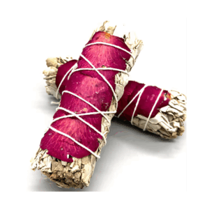 4" White Sage & Rose Petal smudge stick