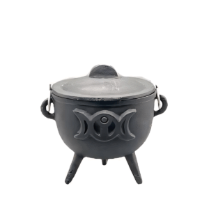 4.5" Triple Moon cast iron cauldron w/ lid