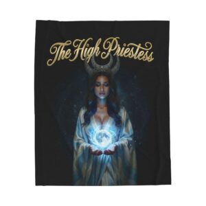 The High Priestess Tarot Blanket - Light of Intuition Velveteen Plush Throw