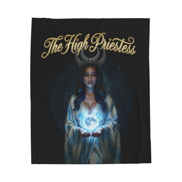 The High Priestess Tarot Blanket - Light of Intuition Velveteen Plush Throw The High Priestess Tarot Blanket - Light of Intuition Velveteen Plush Throw