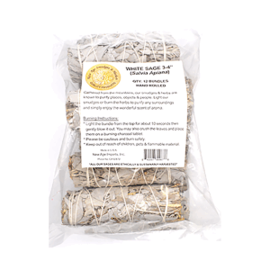 (set of 12) White Sage smudge stick 3 -4"