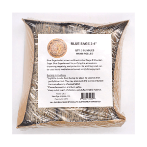 (set of 3) Blue Sage smudge stick 4"