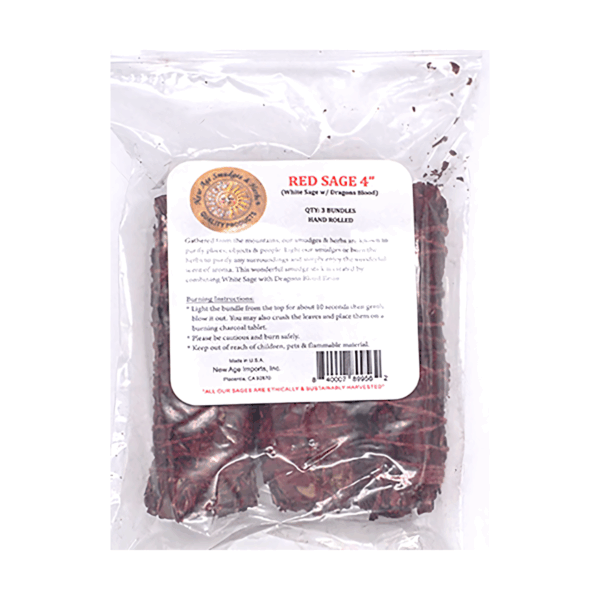 (set of 3) White Sage Dragon's Blood Sage smudge stick 4"