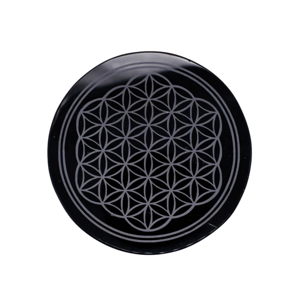 4-Obsidian-Black-Flower-of-Life-altar-tile-GAOBSF4 4" Obsidian